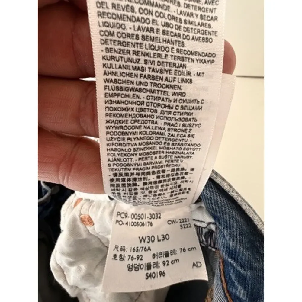 Levi's 501 Mens 30x30 Blue Distressed Ripped Jeans